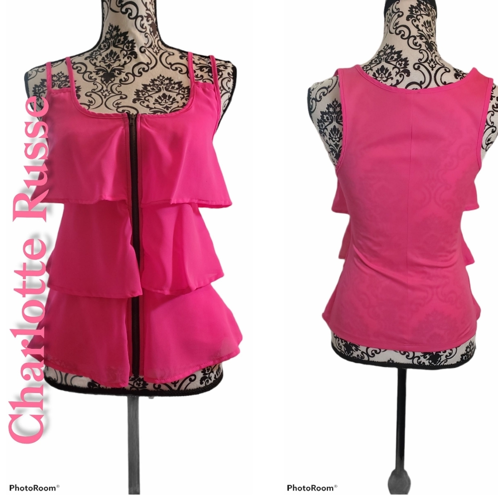 $5 🐦 (MUST BUNDLE 2+) HOT PINK CHARLOTTE RUSSE DRESSY TOP